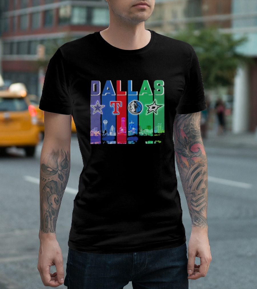 Dallas Retro Skyline Sports Teams Logo T-Shirt