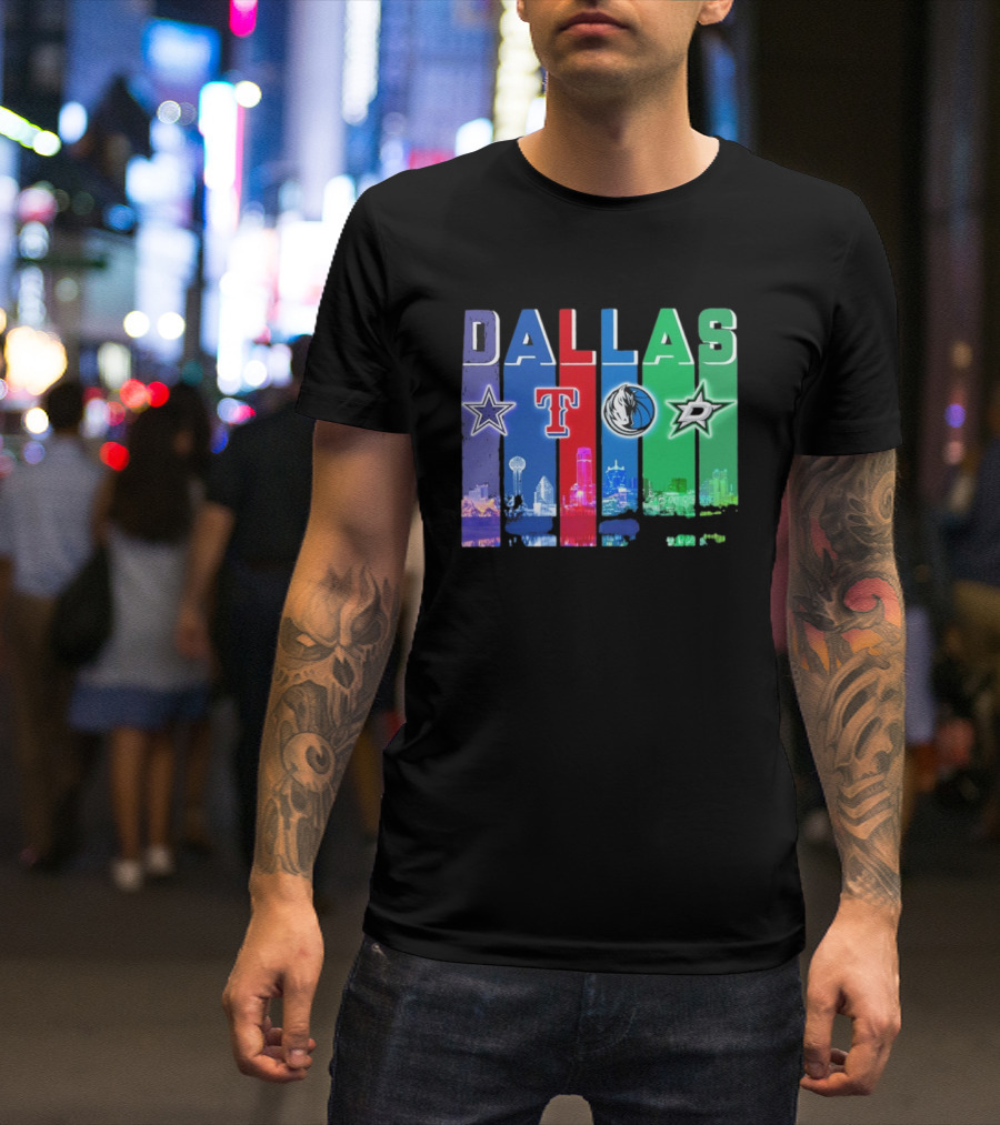 Dallas Retro Skyline Sports Teams Logo T-Shirt