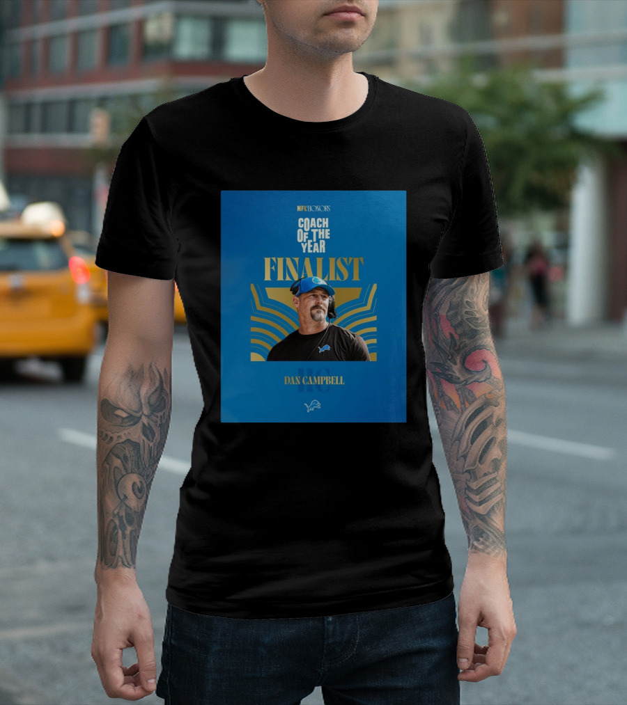 Detroit Lions Dan Campbell Coach Of The Year Award Finalist NFL Honors T-Shirt