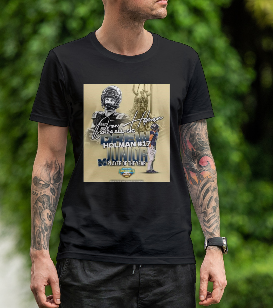 Drew Holman Middleton Middle School 2K24 All-SIC Holman #17 Junior Player Of The Year Signature T-Shirt