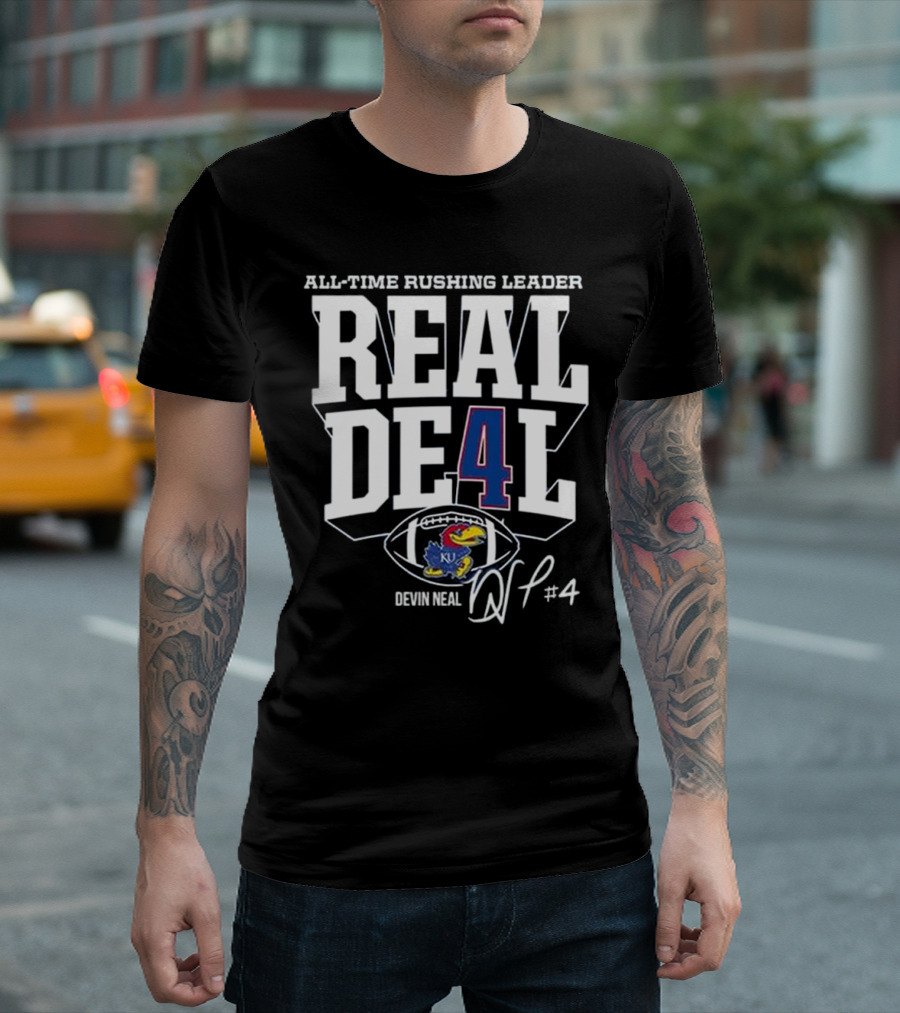 Devin Neal Jayhawks All-Time Rushing Leader Real Deal T-Shirt