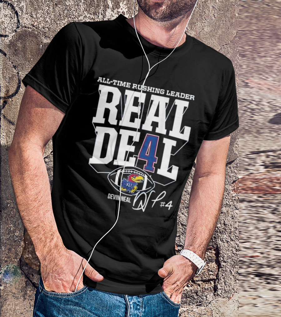 Devin Neal Jayhawks All-Time Rushing Leader Real Deal T-Shirt