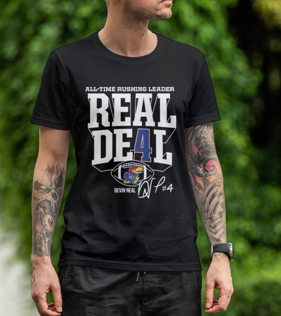 Devin Neal Jayhawks All-Time Rushing Leader Real Deal T-Shirt
