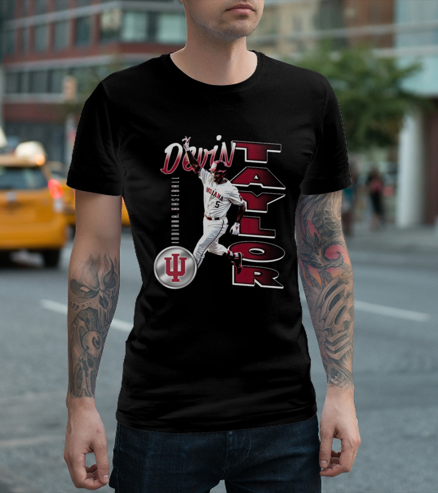 Devin Taylor Illustrated Indiana Hoosiers baseball NCAA 2025 Graphic T-Shirt