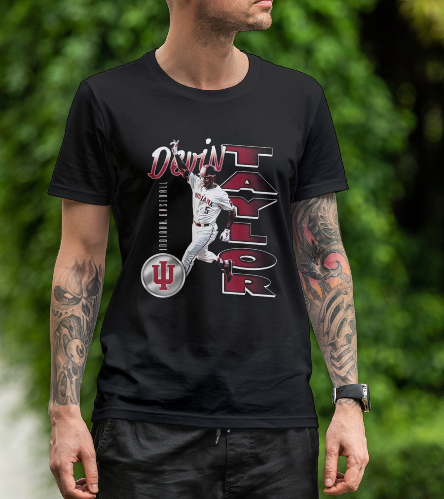 Devin Taylor Illustrated Indiana Hoosiers Baseball NCAA 2025 Graphic T-Shirt