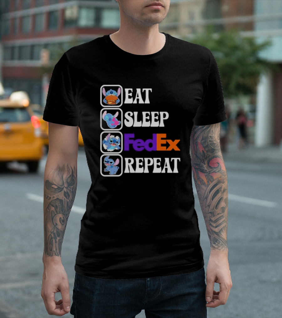 Fedex Eat Sleep Repeart Stitch T-Shirt
