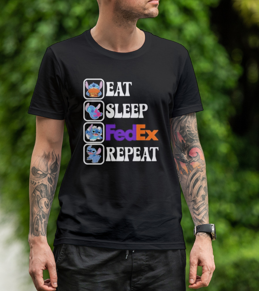 Fedex Eat Sleep Repeart Stitch T-Shirt