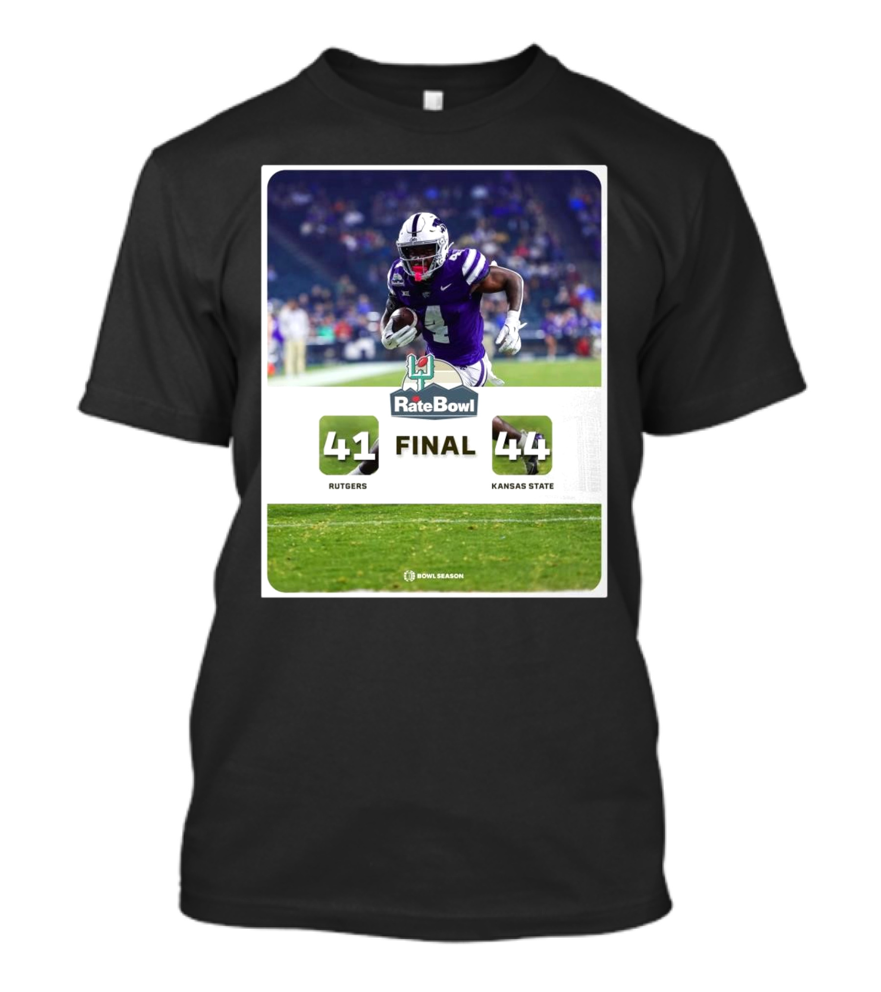 Final Rutgers Scarlet Knights Vs Kansas State Wildcats 41- 44 Rate Bowl Wildcats Go Home Winners T-Shirt