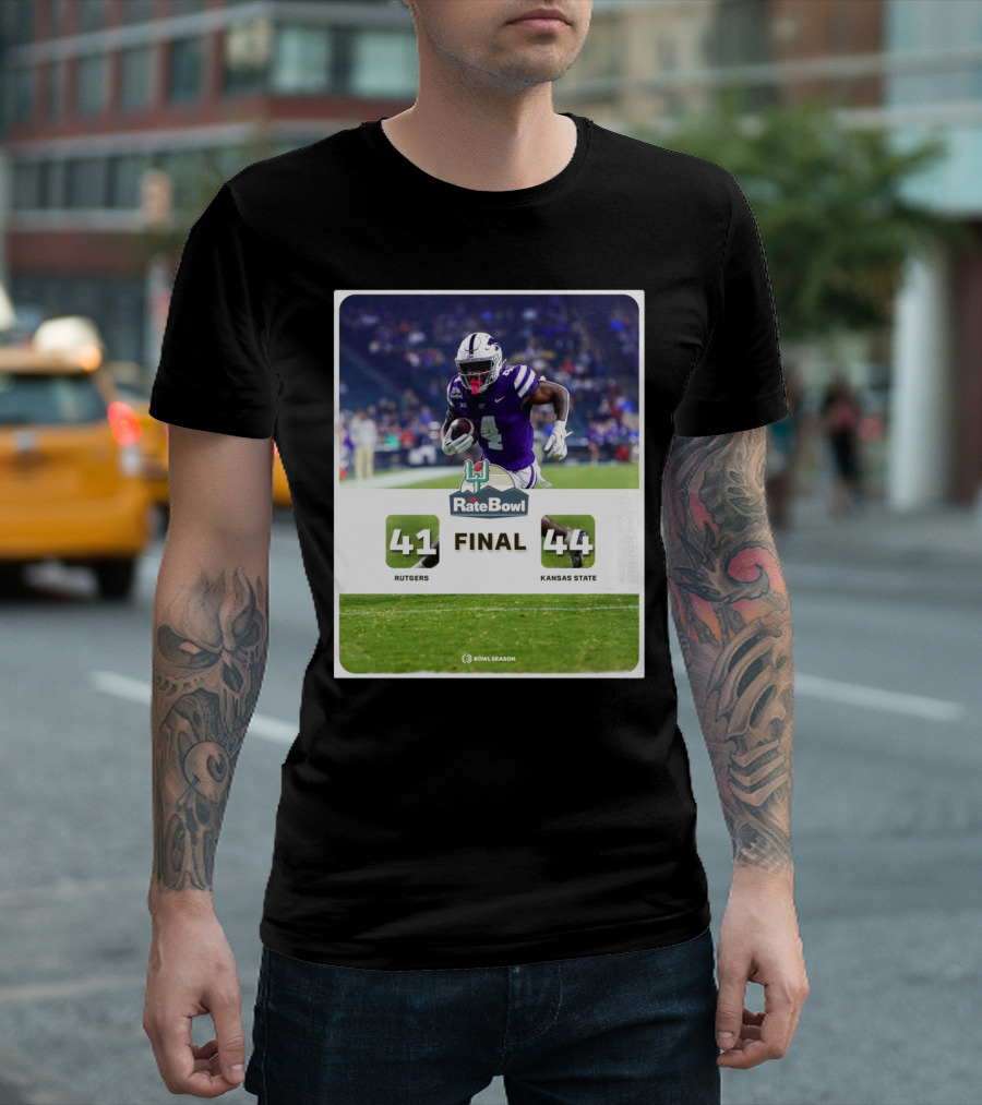 Final Rutgers Scarlet Knights Vs Kansas State Wildcats 41- 44 Rate Bowl Wildcats Go Home Winners T-Shirt
