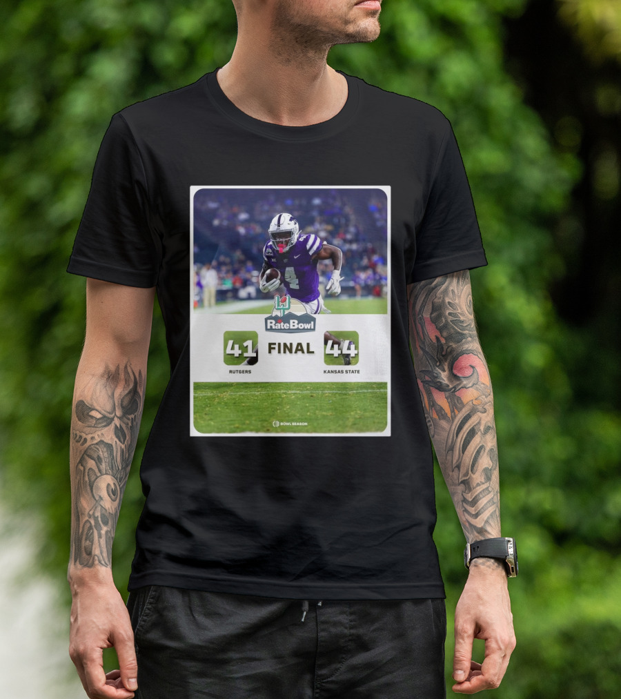 Final Rutgers Scarlet Knights Vs Kansas State Wildcats 41- 44 Rate Bowl Wildcats Go Home Winners T-Shirt