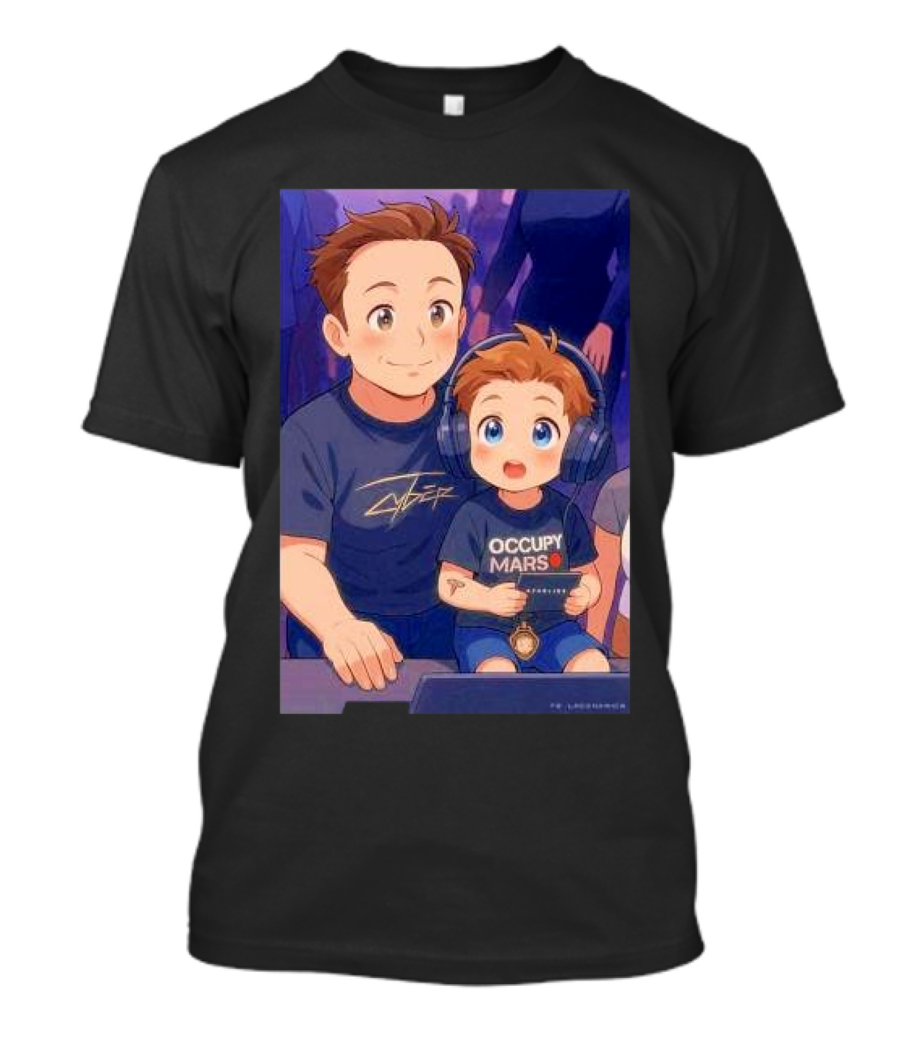 Elon Musk And His Son Gaming Together Anime T-Shirt