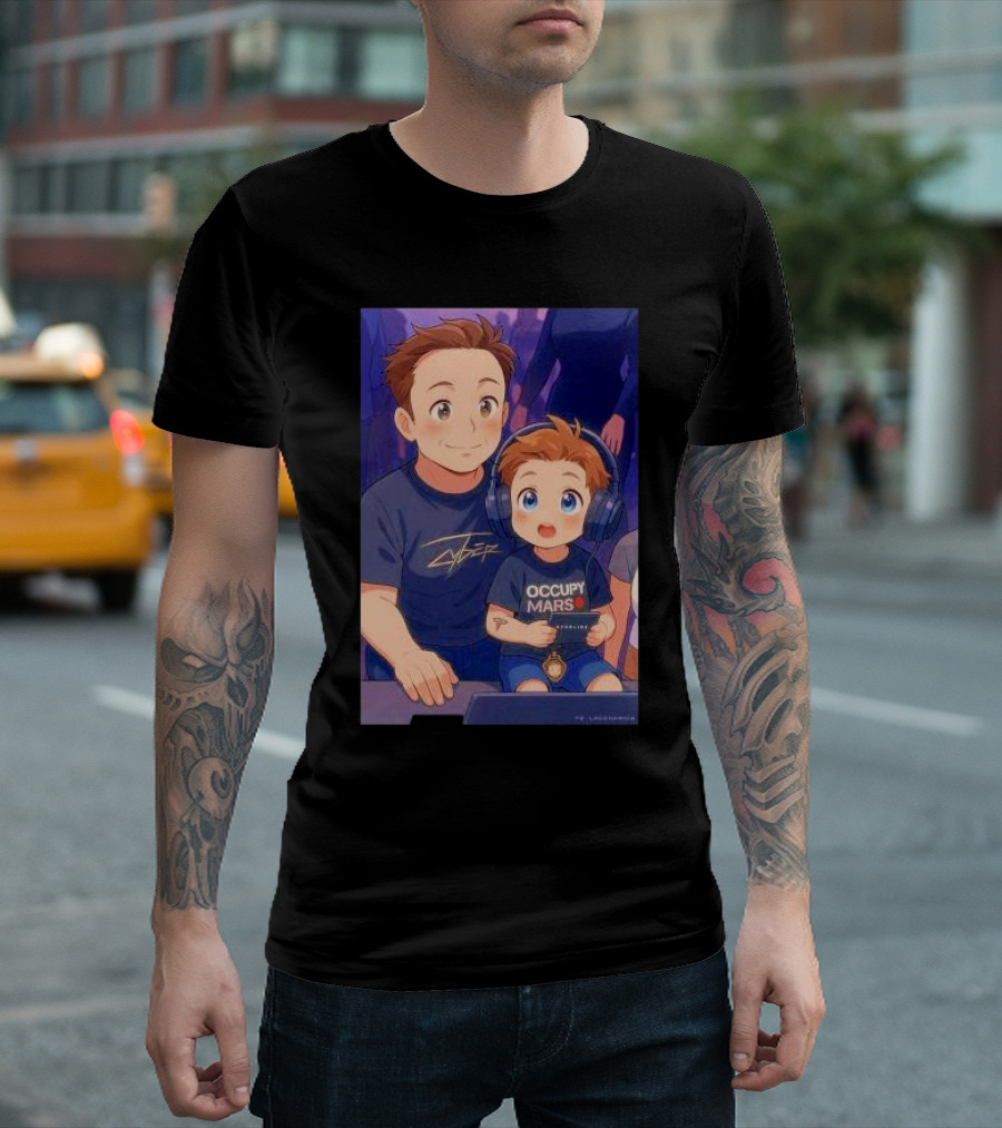 Elon Musk And His Son Gaming Together Anime T-Shirt