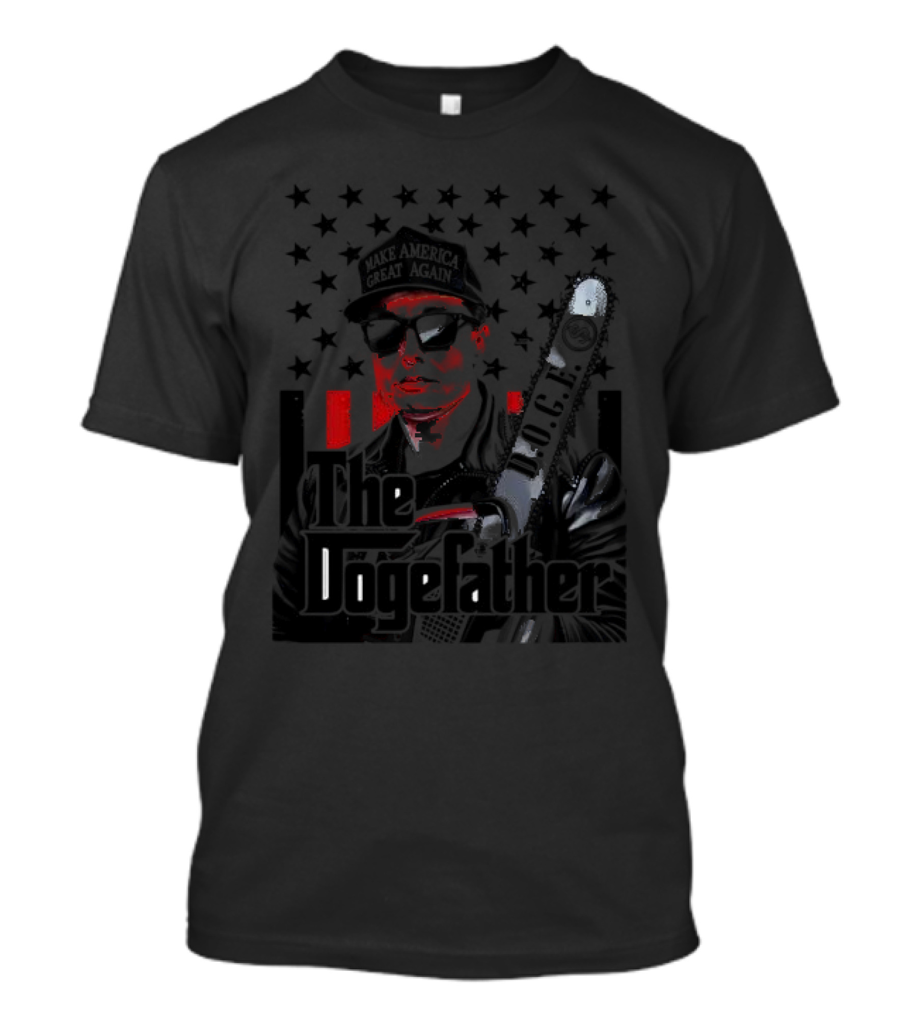 Elon Musk The Dogefather Chainsaw Doge USA Flag T-Shirt