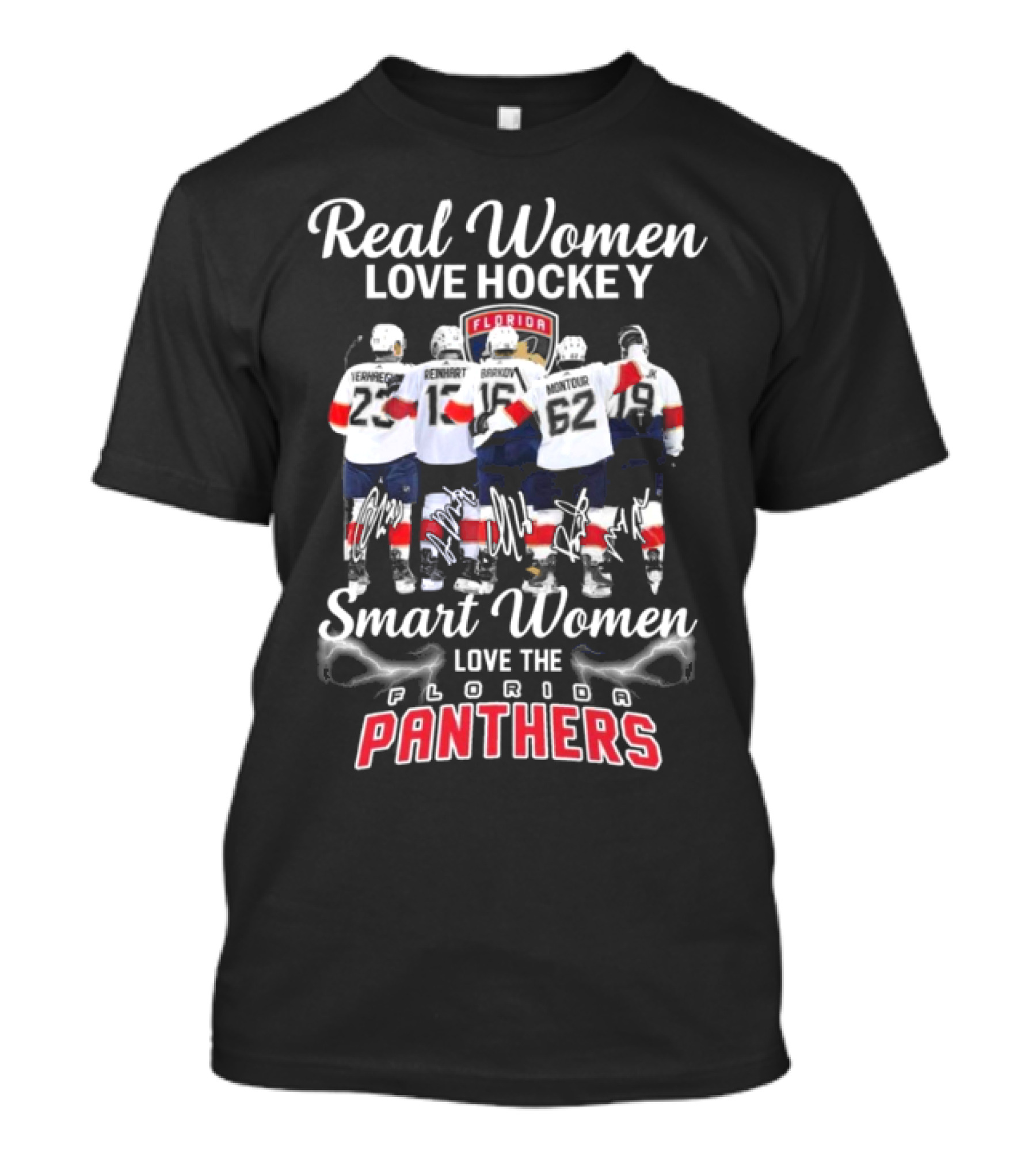 Florida Panthers Real Smart Women Love Panthers Hockey Team Signatures 2024 T-Shirt