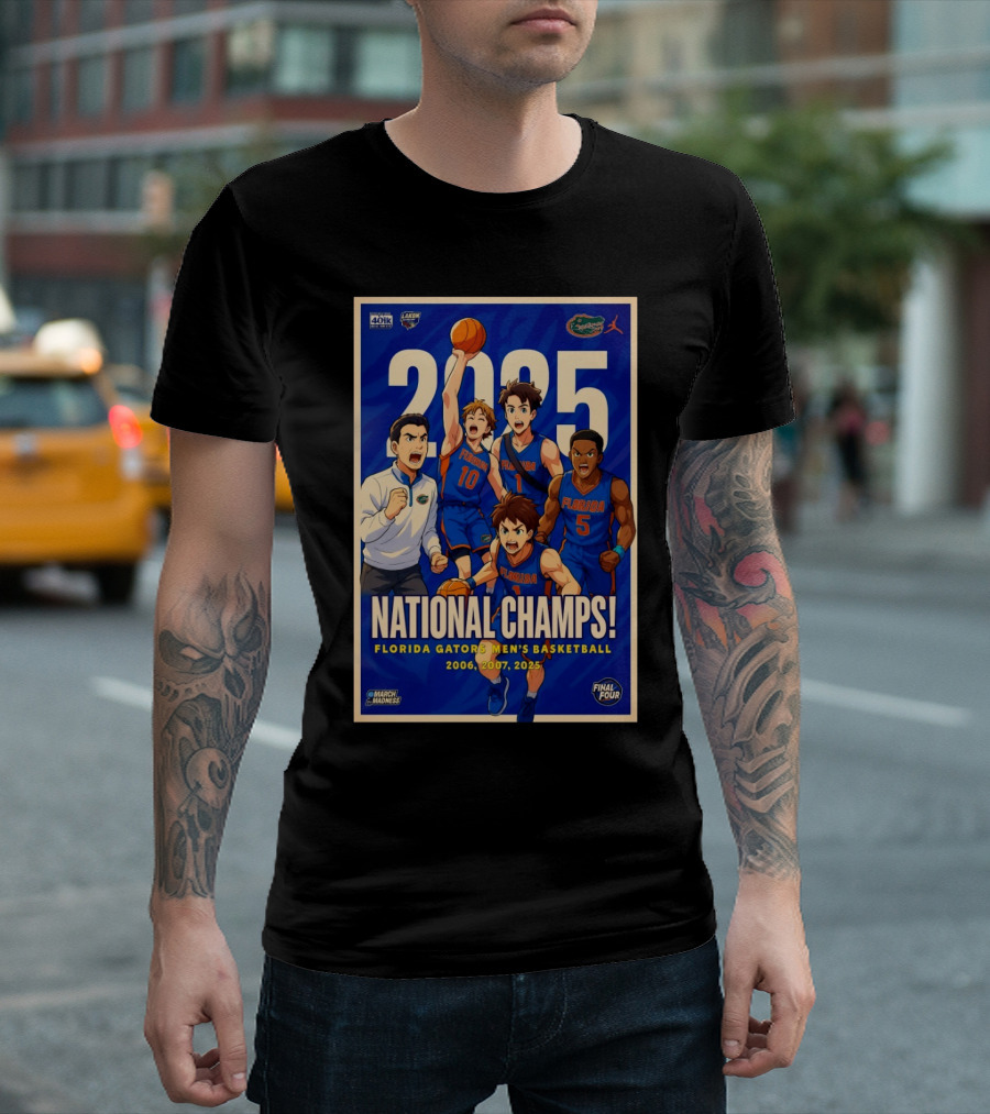 Florida Gators Men’s Basketball National Champs 2006 2007 2025 NCAA March Madness Anime T-Shirt