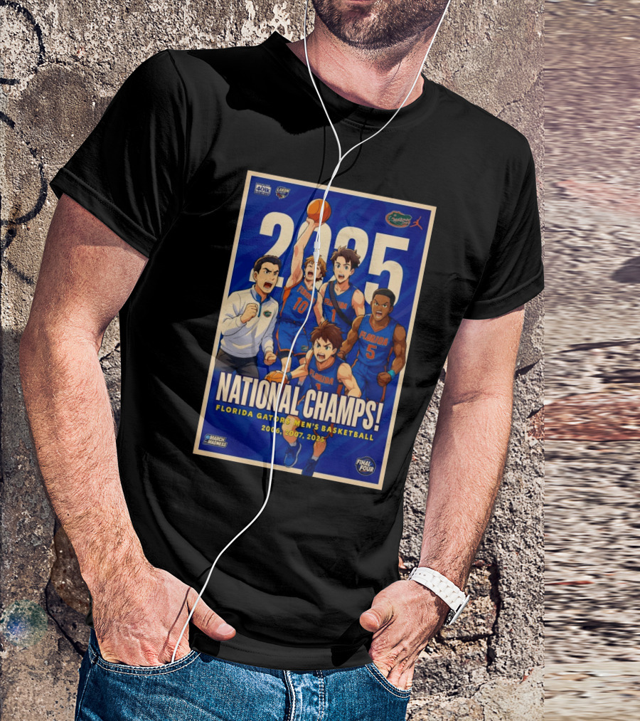 Florida Gators Men’s Basketball National Champs 2006 2007 2025 NCAA March Madness Anime T-Shirt