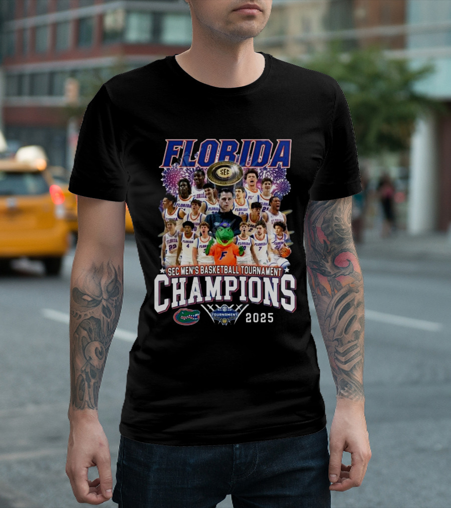 Florida Gators SEC Men’s Basketball Tournament Champions 2025 All Players T-Shirt