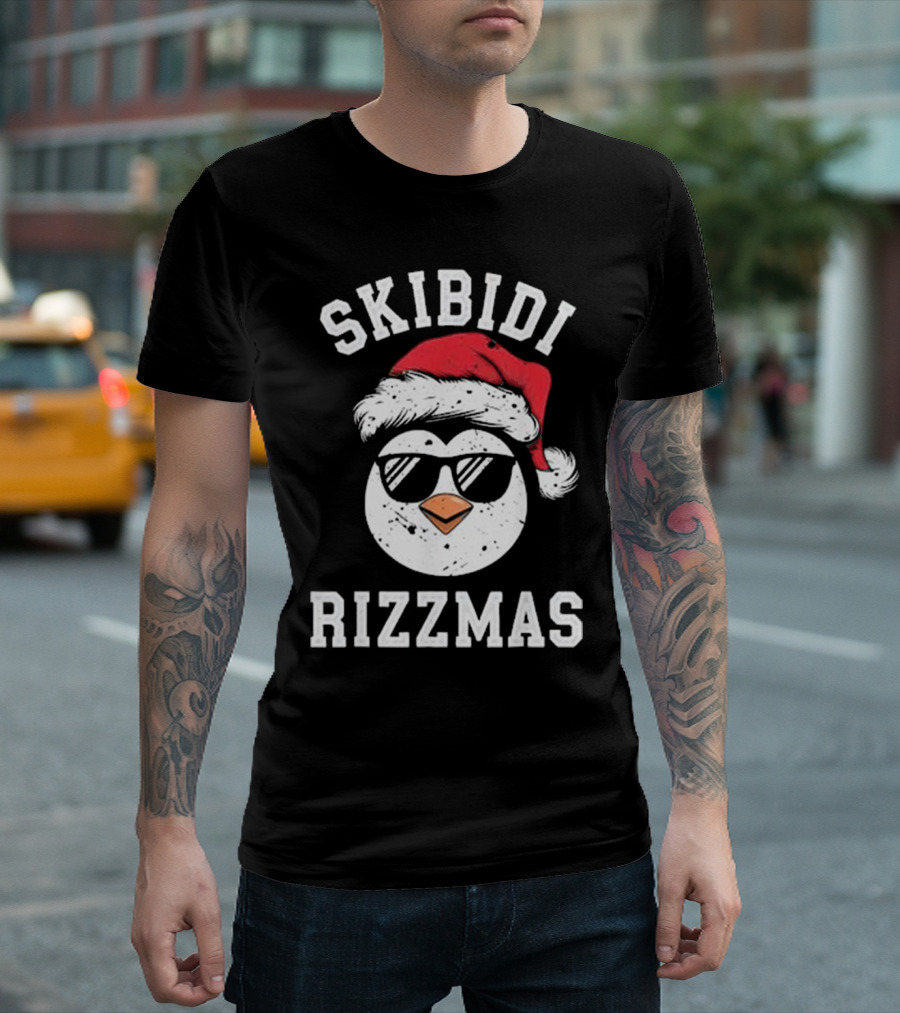 Funny Christmas Penguin Skibidi Rizzmas Merry Rizzmas T-Shirt