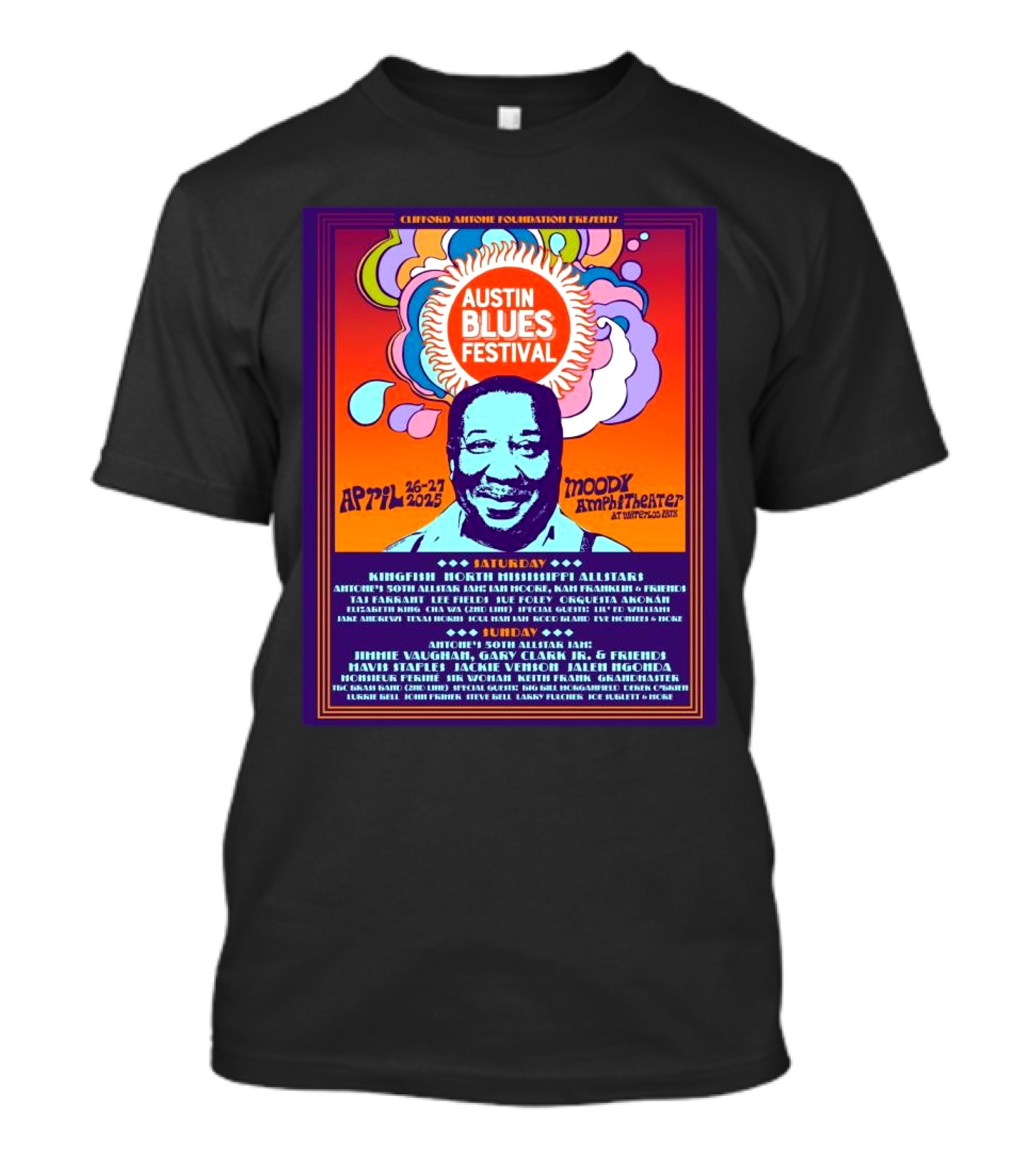 Gary Clark Jr. And Jimmie Vaughan To Lead Allstar Jam At Austin Blues Fest 2025 T-Shirt