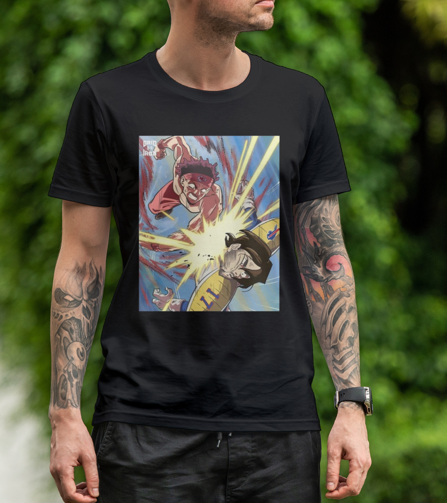 Goku Patrick Mahomes Eliminates Vegeta Josh Allen And Is Headed To His 3rd Straight Super Bowl T-Shirt