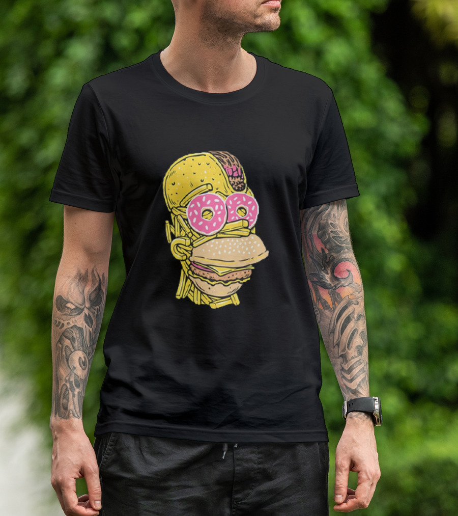 Homer Simpson And Junk Food Snack Head T-Shirt
