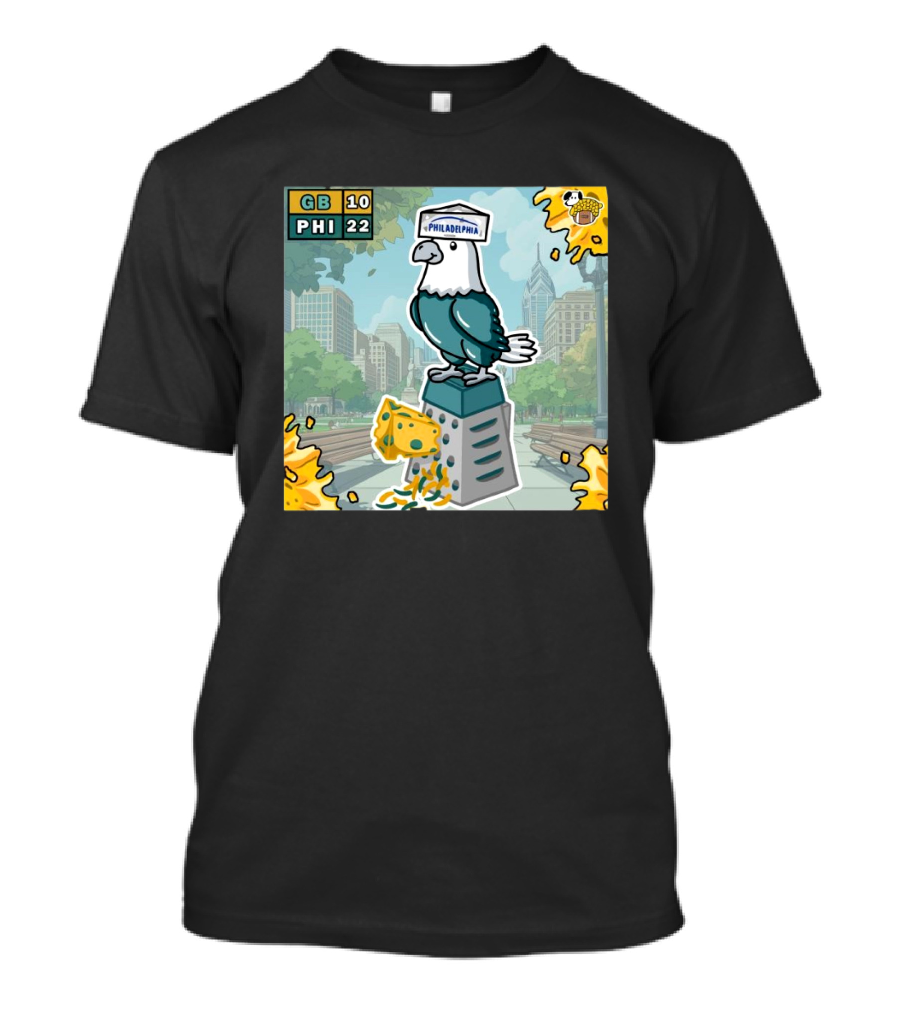Green Bay Packers Vs Philadelphia Eagles 10 – 22 Score NFL Team Victory Doodle T-Shirt