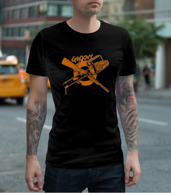 Groovy Chainsaw And Boomstick Shotgun T-Shirt
