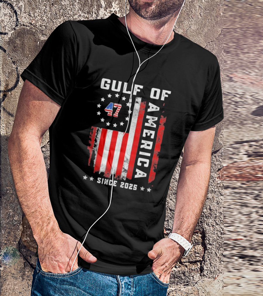 Gulf Of USA America Vintage USA Flag Grunged 2025 T-Shirt