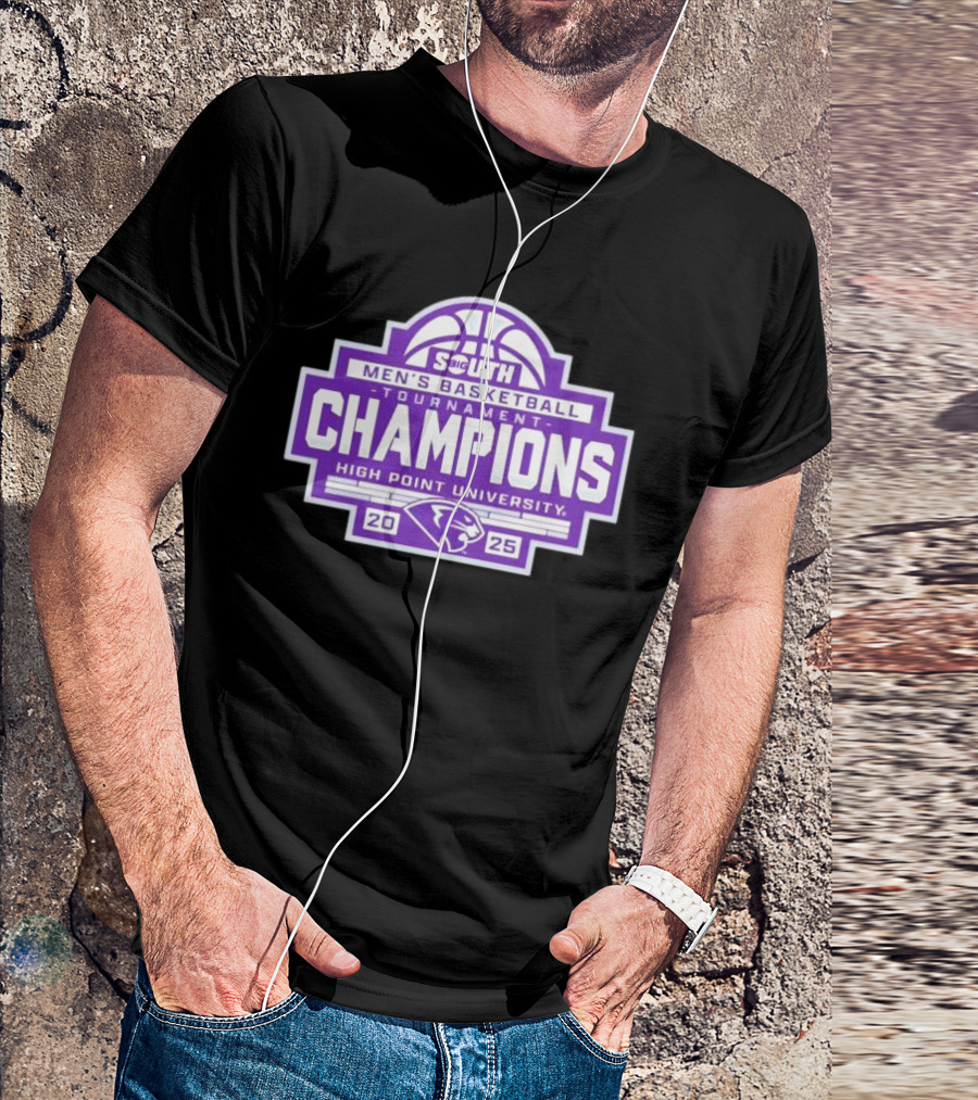 High Point Panthers 2025 Big South Men’s Basketball Conference Tournament Champions T-Shirt