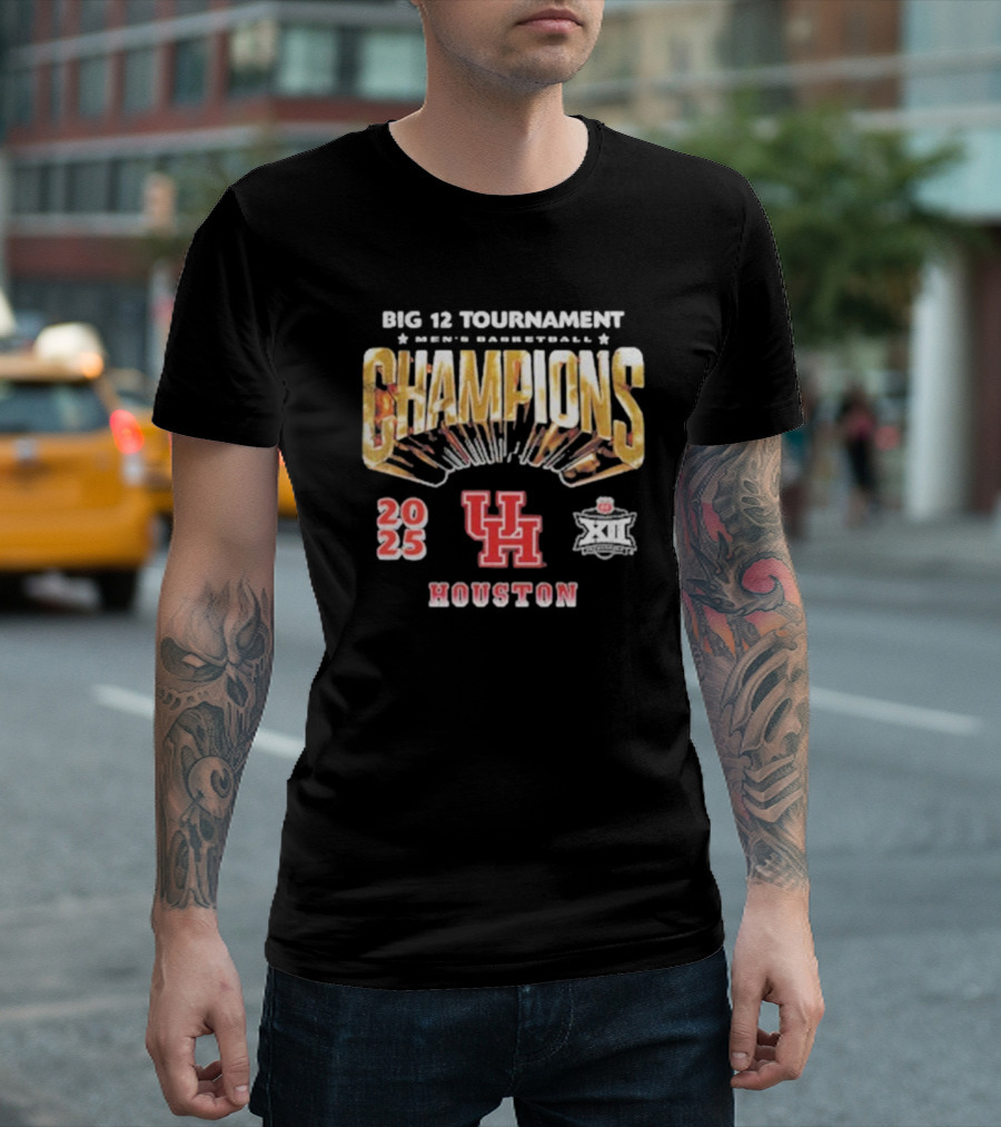 Houston Cougars 2025 Big 12 MBB Tournament Champions Streetwear T-Shirt