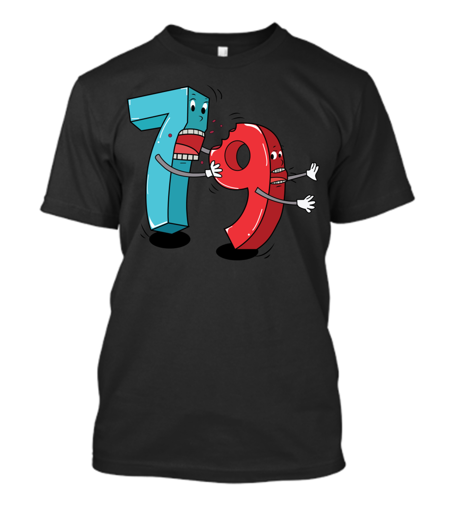 Number Battle: Seven Bites Nine Playful Math Lover T-Shirt