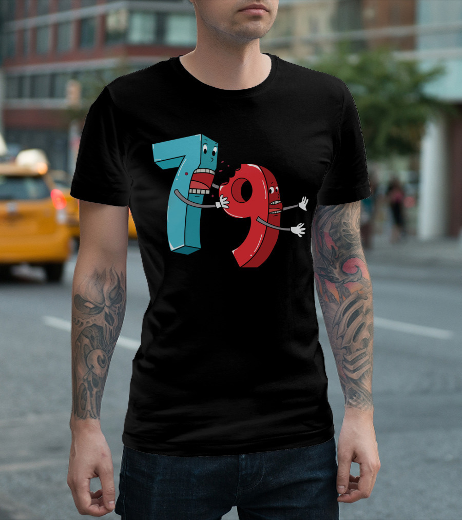 Number Battle: Seven Bites Nine Playful Math Lover T-Shirt