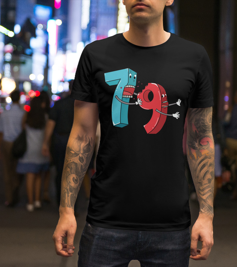 Number Battle: Seven Bites Nine Playful Math Lover T-Shirt