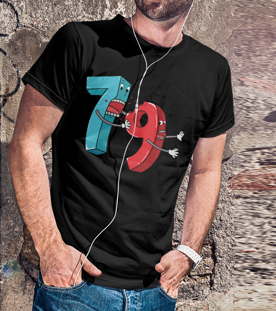 Number Battle: Seven Bites Nine Playful Math Lover T-Shirt