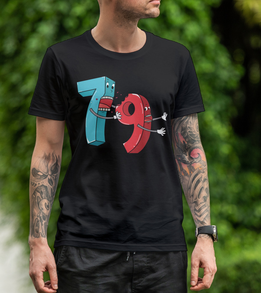 Number Battle: Seven Bites Nine Playful Math Lover T-Shirt