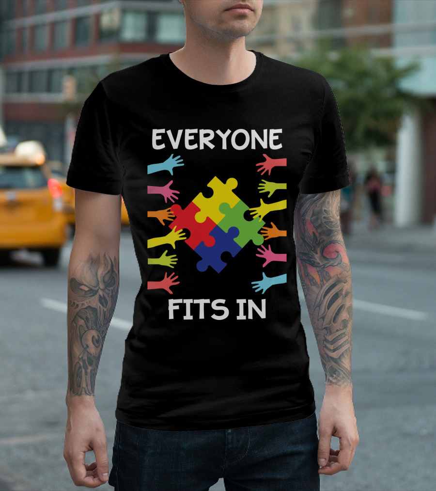 Everyone Fits In Autism Puzzle Hands Diversity T-Shirt