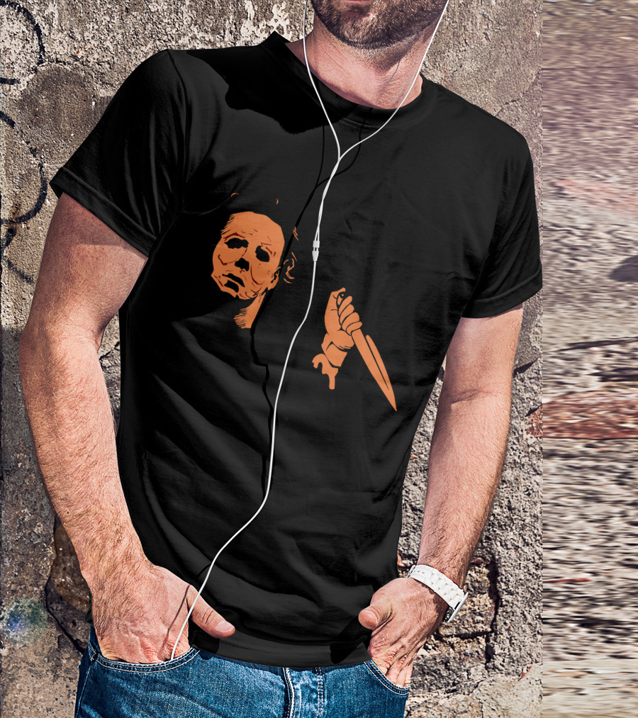 Michael Myers Mask With Knife Iconography T-Shirt
