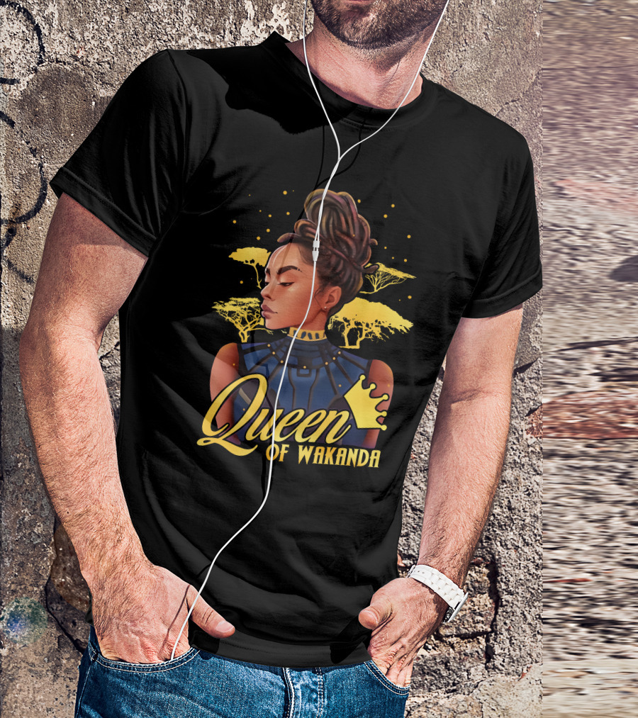 Queen Of Wakanda Royalty And Elegance With African Serengeti Backdrop T-Shirt