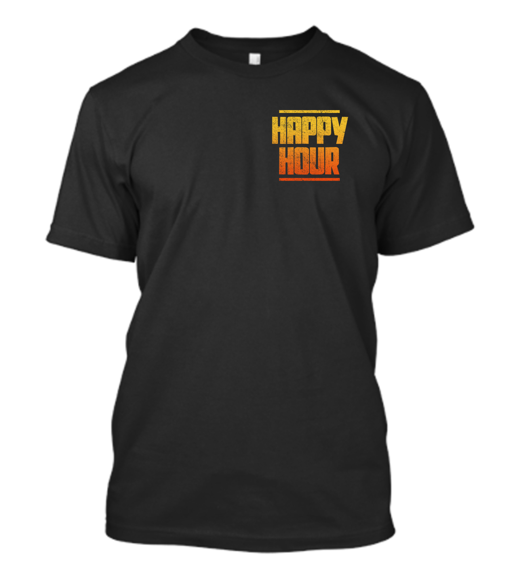 HAPPY HOUR Vintage Distressed Typography Bold Yellow Orange Gradient T-Shirt