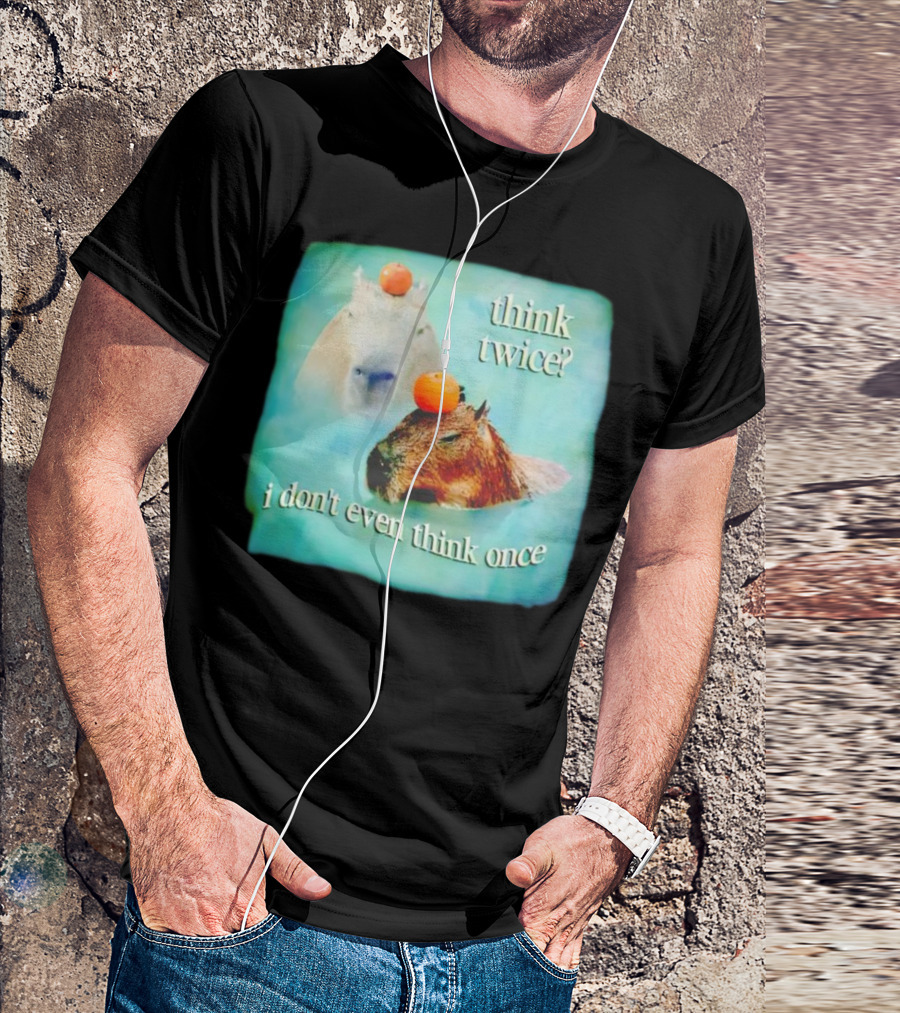 Capybara Think Twice I Don't Even Think Once Floating Oranges T-Shirt
