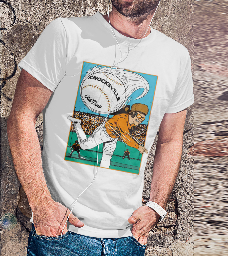 Knocksville Old Row Baseball Pitcher With Swirling Fastball And Spectator Crowd T-Shirt