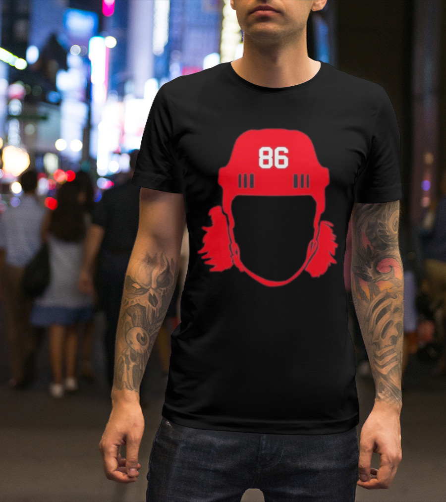 Spittin Chiclets 86 New Jersey Devils Hockey Helmet T-Shirt