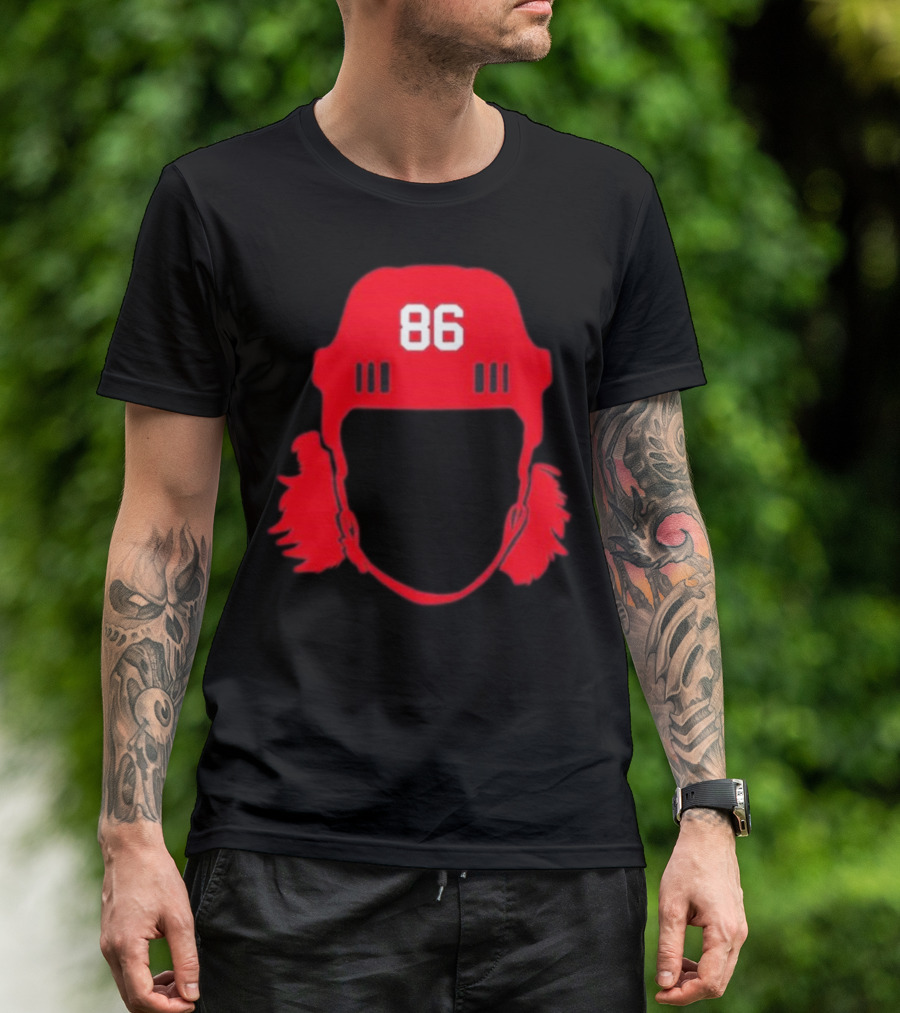 Spittin Chiclets 86 New Jersey Devils Hockey Helmet T-Shirt