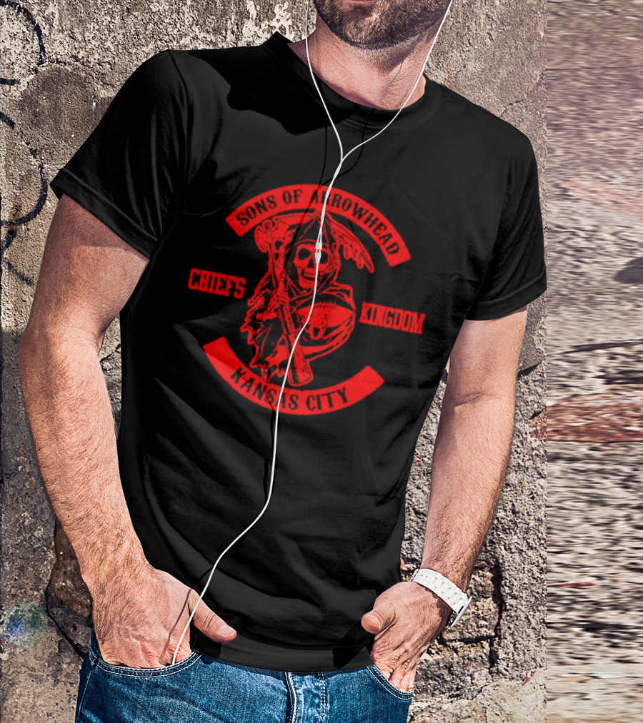 Sons Of Arrowhead Kansas City Chiefs Kingdom Grim Reaper Fan T-Shirt
