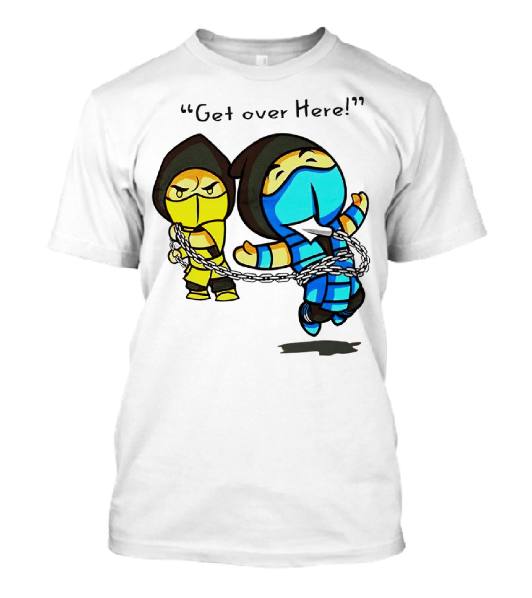 Mortal Kombat Get Over Here Scorpion And Sub-Zero Chibi Chain Combat T-Shirt