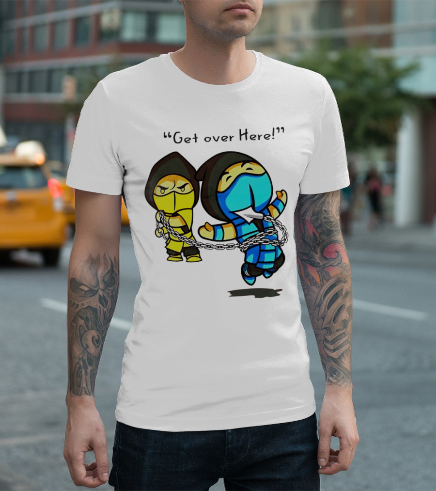 Mortal Kombat Get Over Here Scorpion And Sub-Zero Chibi Chain Combat T-Shirt