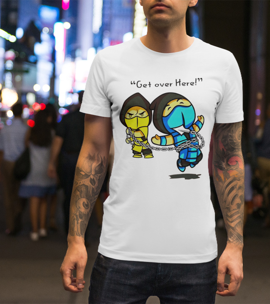 Mortal Kombat Get Over Here Scorpion And Sub-Zero Chibi Chain Combat T-Shirt