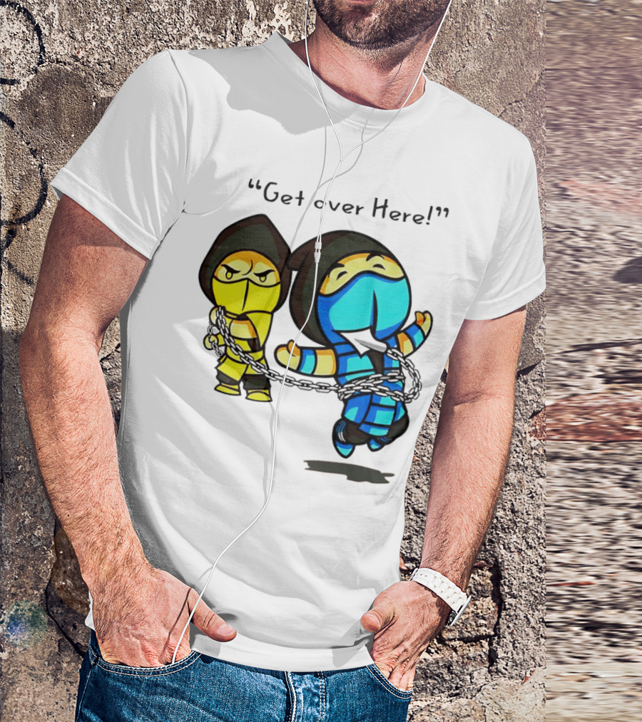 Mortal Kombat Get Over Here Scorpion And Sub-Zero Chibi Chain Combat T-Shirt