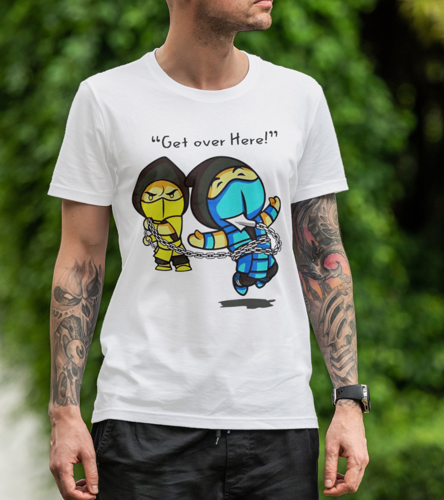 Mortal Kombat Get Over Here Scorpion And Sub-Zero Chibi Chain Combat T-Shirt