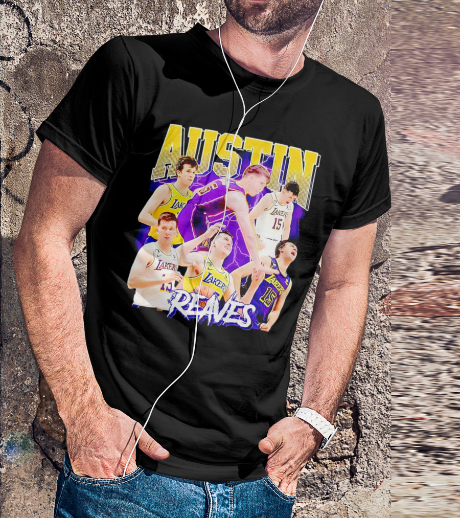 Austin Reaves Lakers Basketball Dynamic Action Collage T-Shirt